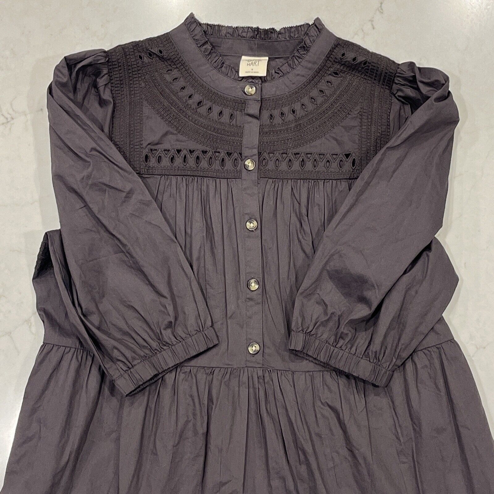 Matilda Jane Good Hart Midnight Sky Button Front Tiered Boho Dress Black sz S