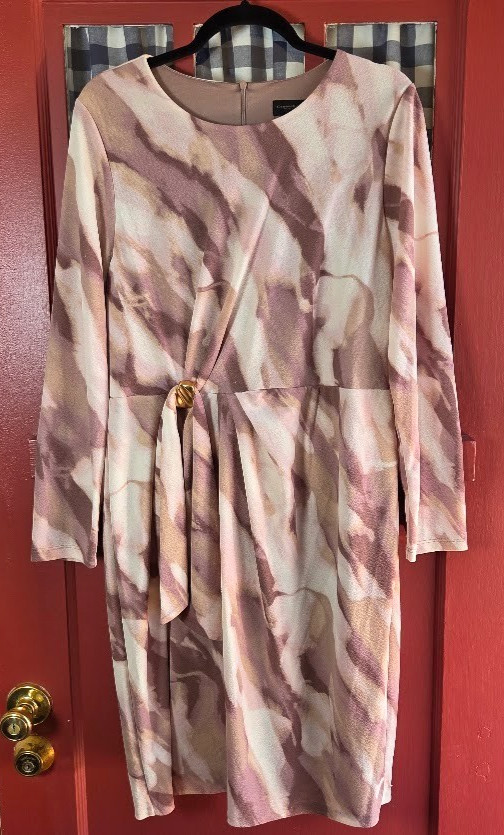 Donna Karan Women’s Classic Multicolor Swirling Abstract Print Midi Dress Size L