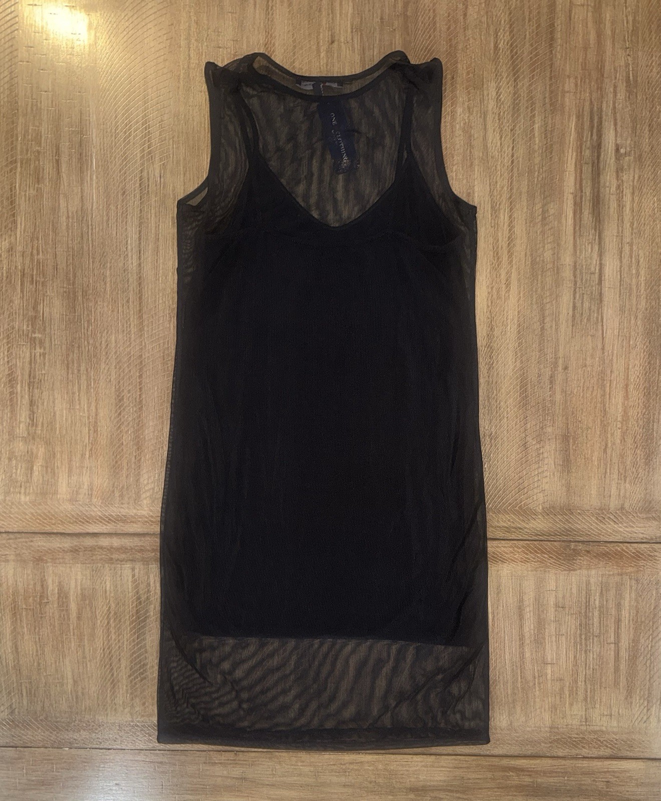 NWT One Love Clothing Black Sheer Mesh Overlay Mini Sleeveless Dress Goth Size M