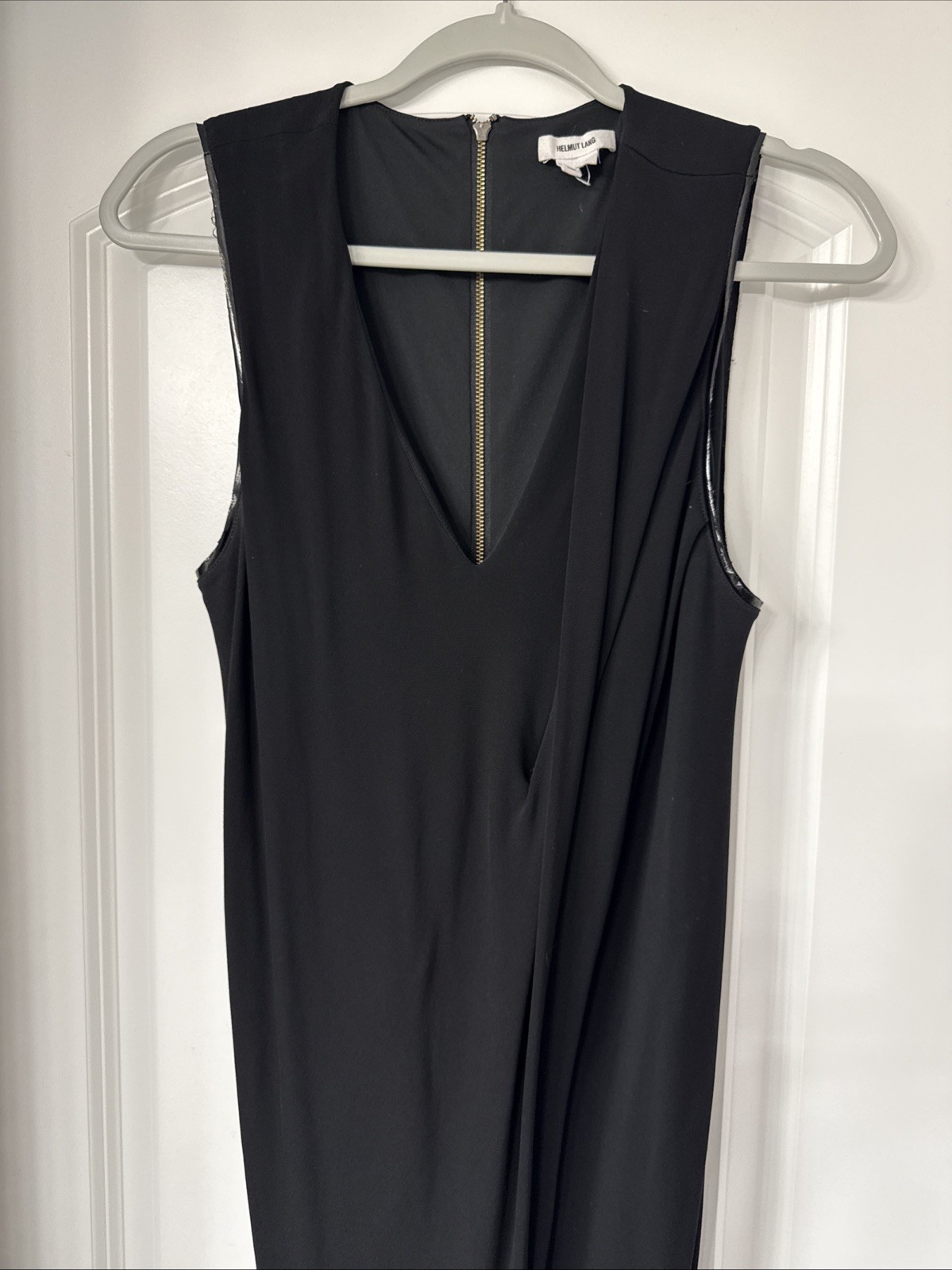 Sexy Knee Length Helmut Lang Cocktail Dress With Shiny Black Trim.