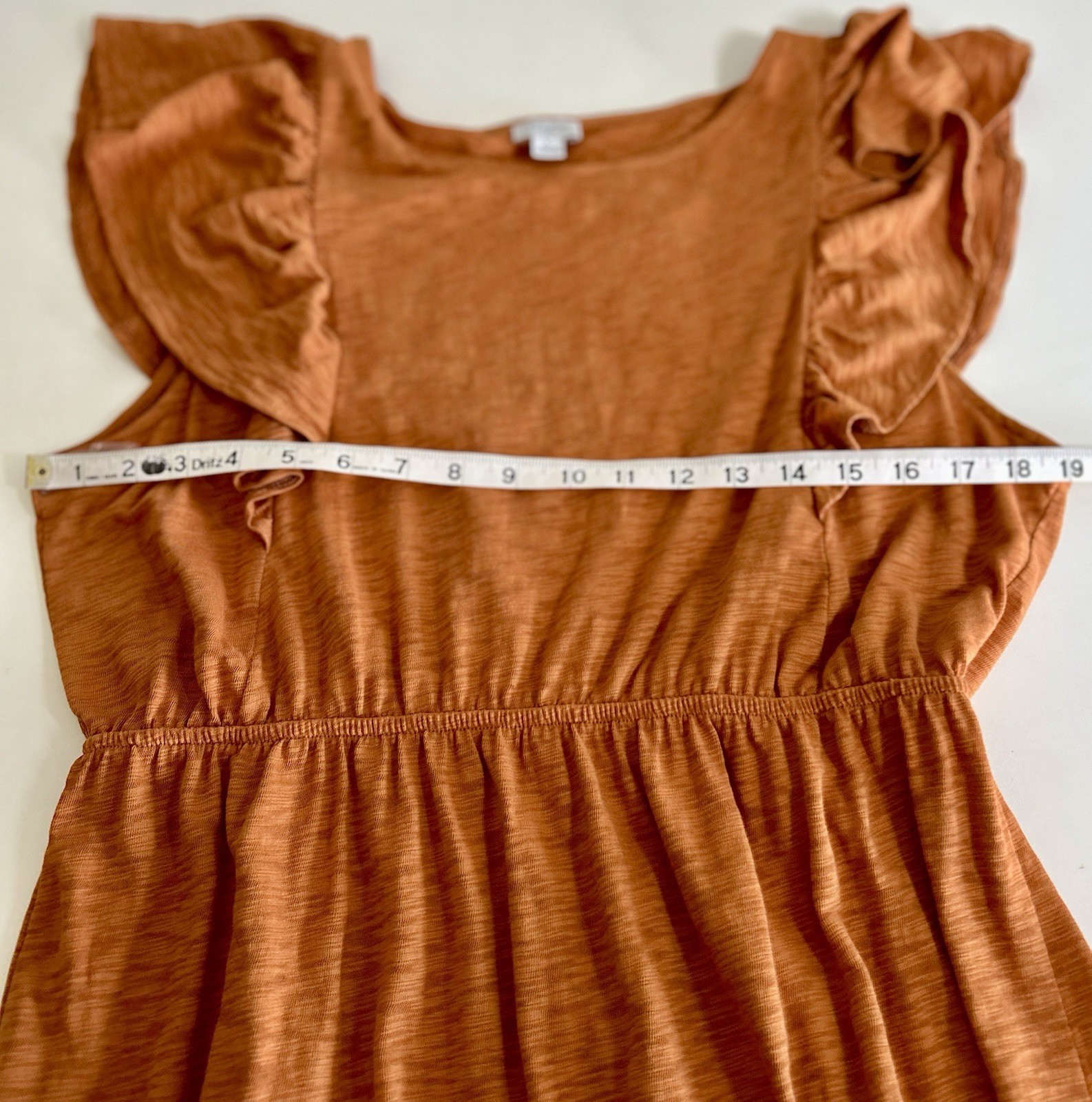 NWOT J Crew Womens L Orange-Rust Flutter Sleeve Midi Dress Boho Peasant Cotton