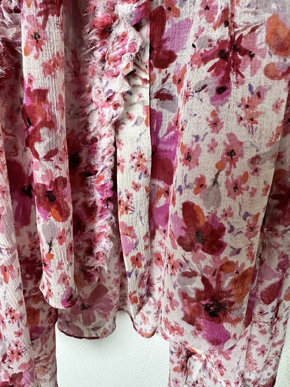 MISA Los Angeles Aurelie Floral Ruffled Maxi Dress Small Hi Lo Luxury Party $450