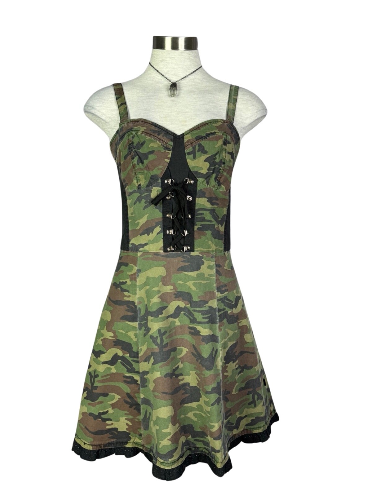 TRIPP NYC PUNK ROCKER BURNING MAN GOTHIC STEAMPUNK CAMO ARMY MINI DRESS SS9643P