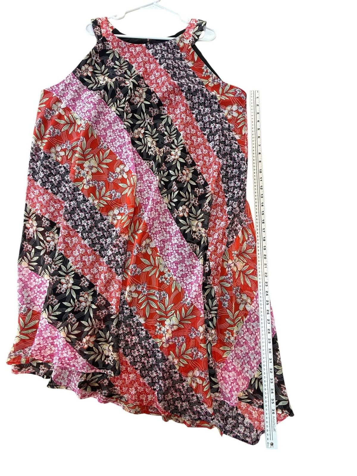 Avenue Floral Mixed Patchwork Sleeveless Halter Neck Dress