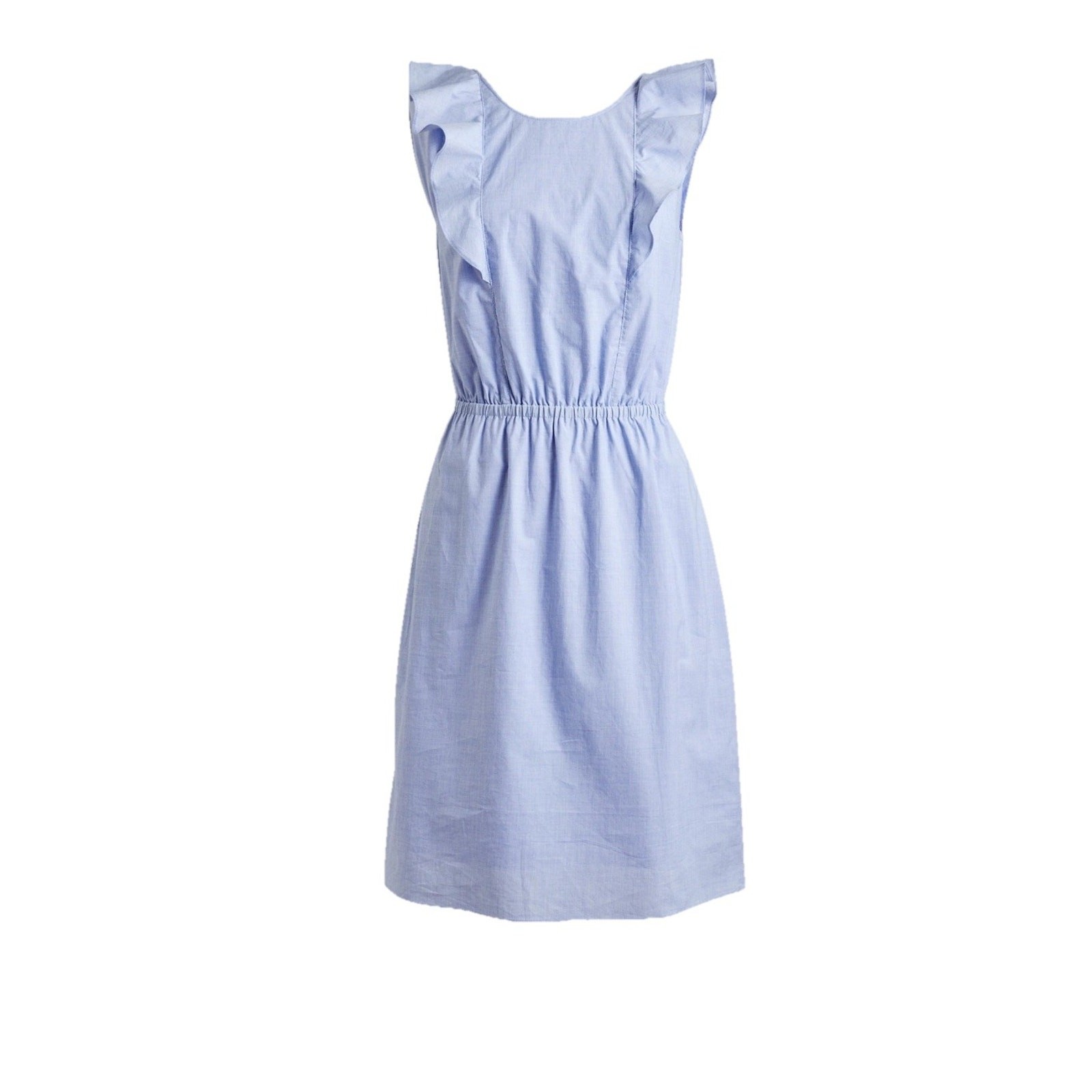 J. Crew Flutter Ruffle Sleeveless Dress Blue Cotton, Cottagecore Preppy – Size 6