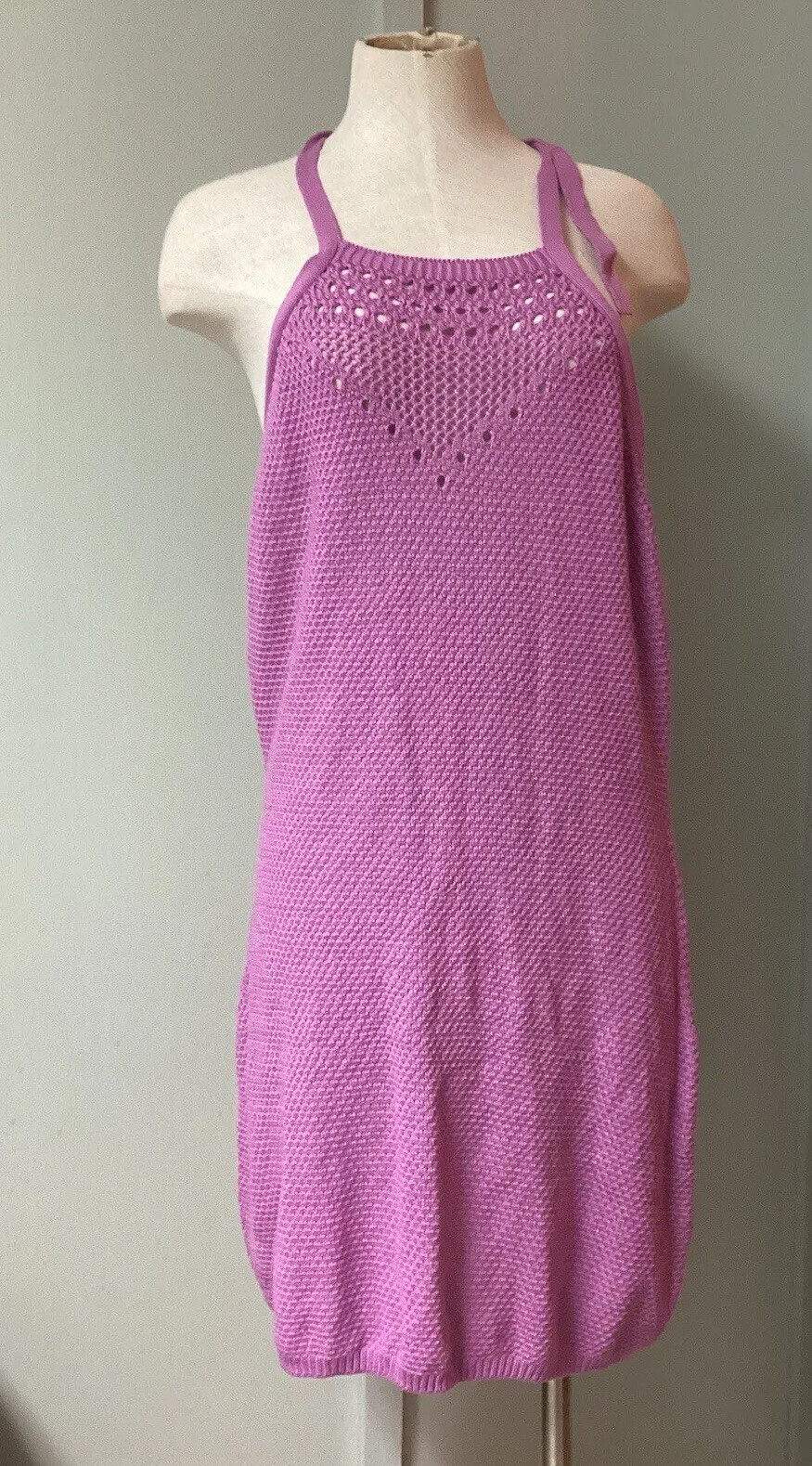Ultra Flirt Short Mini Dress Juniors Size XL Lilac Halter Neck Crocheted New