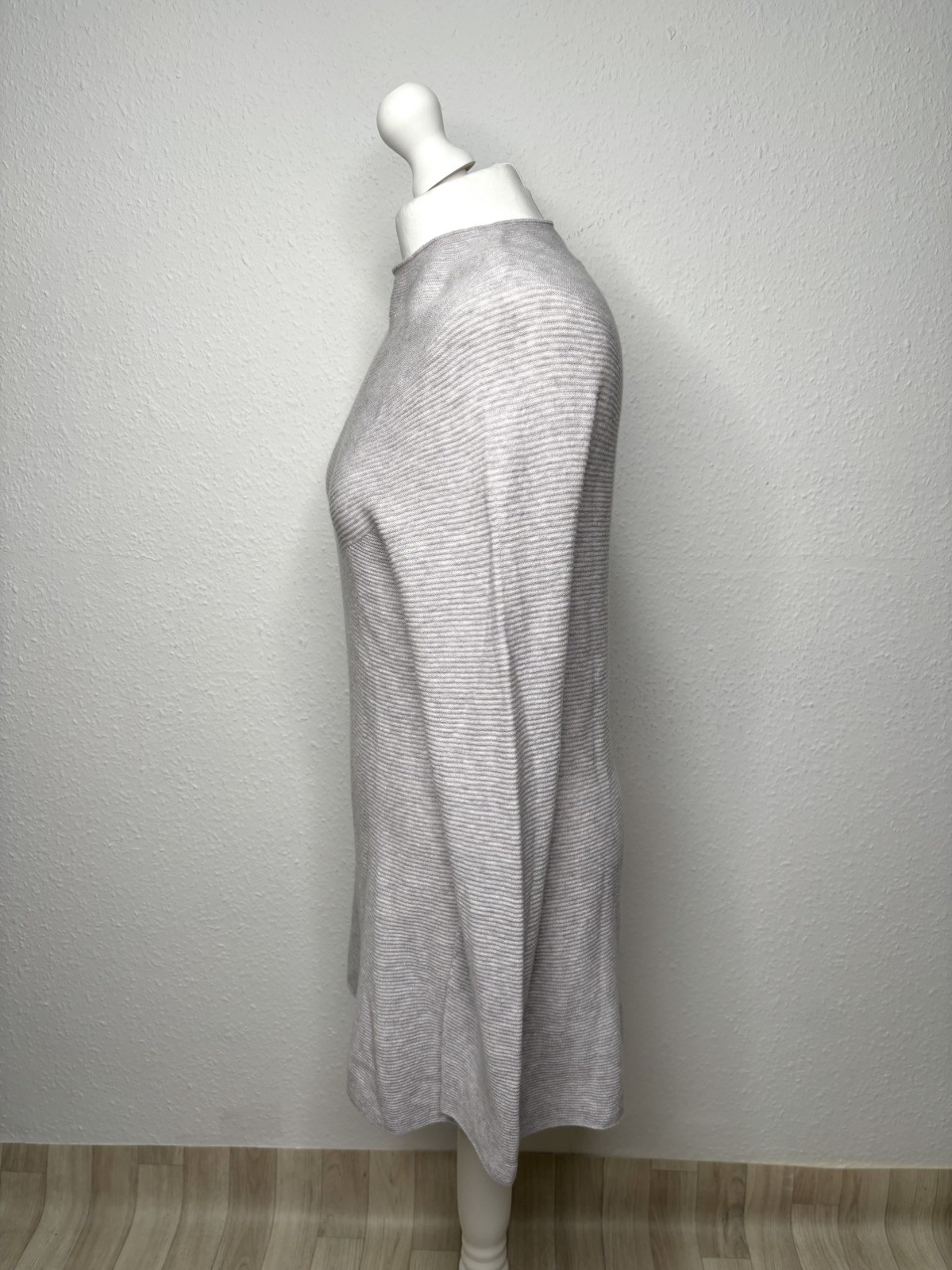 Jigsaw light Grey Wool blend Ribbed Knit jumper dress size M Tunic Sweater