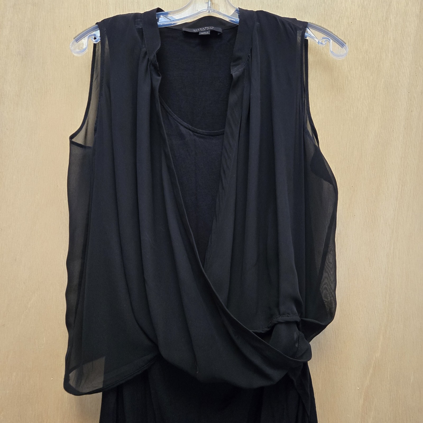 Allsaints All Saints Siri SL Sleeveless Blouson Shift Dress Layered US 6 Black