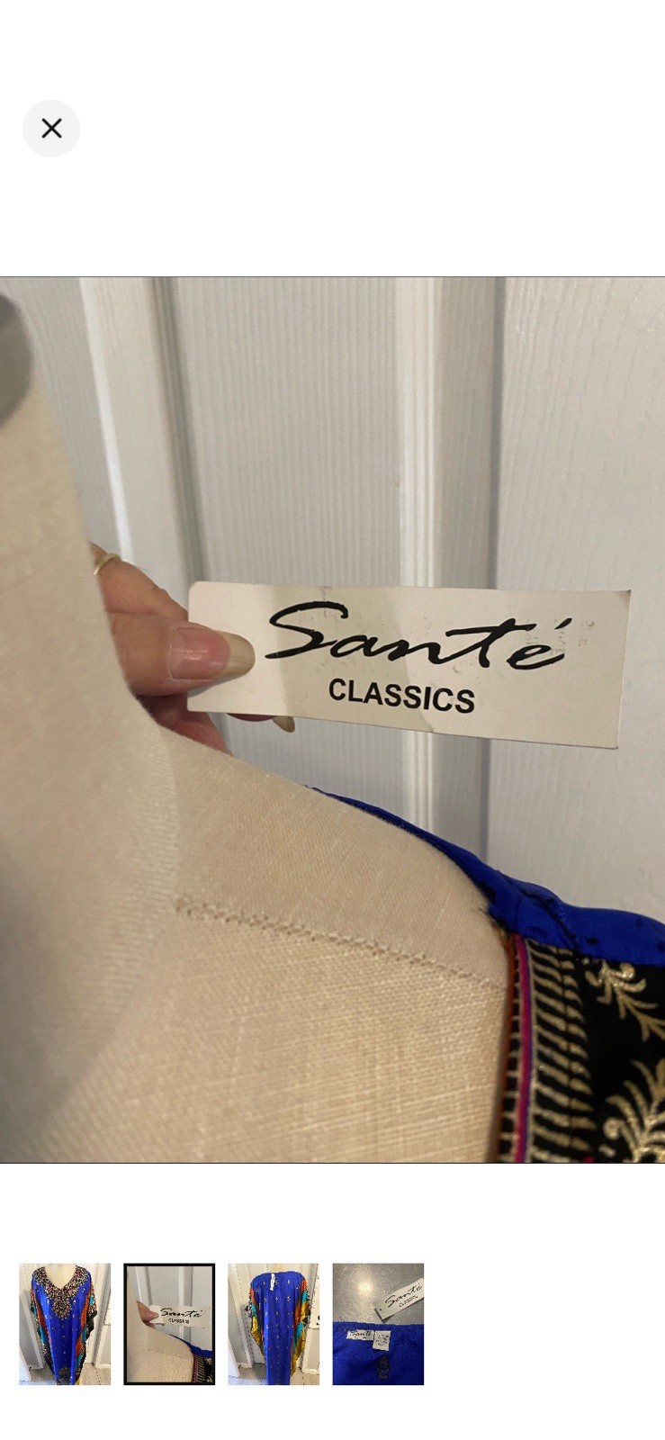 Sante Classics Kaftan One Size, Blue Paisley with Gold Detail