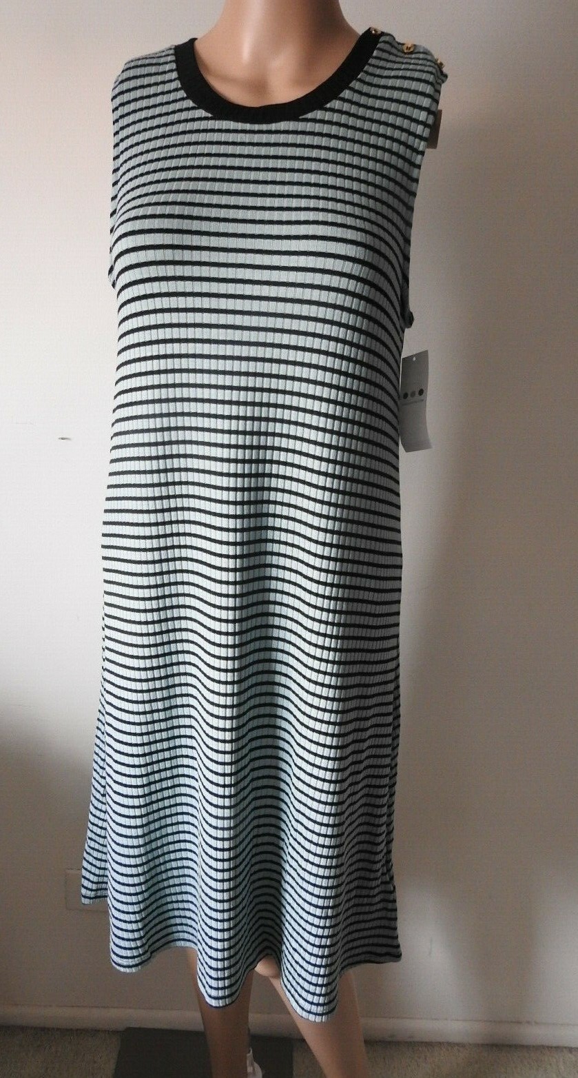 Women’s THREE DOTS Turquoise and Black Sleeveless Black – Sz Large