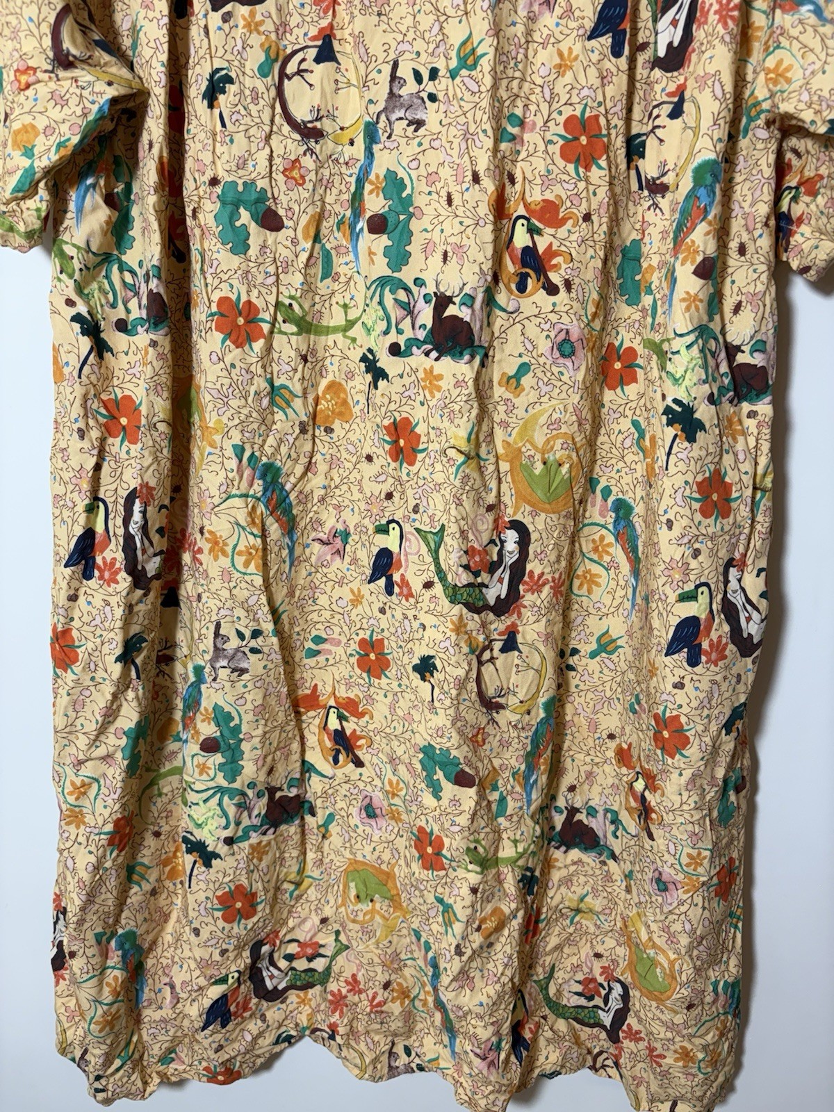 Tsumori Chisato x Niko and … Collab Shirt Dress Tropical Animals Nature Sz L