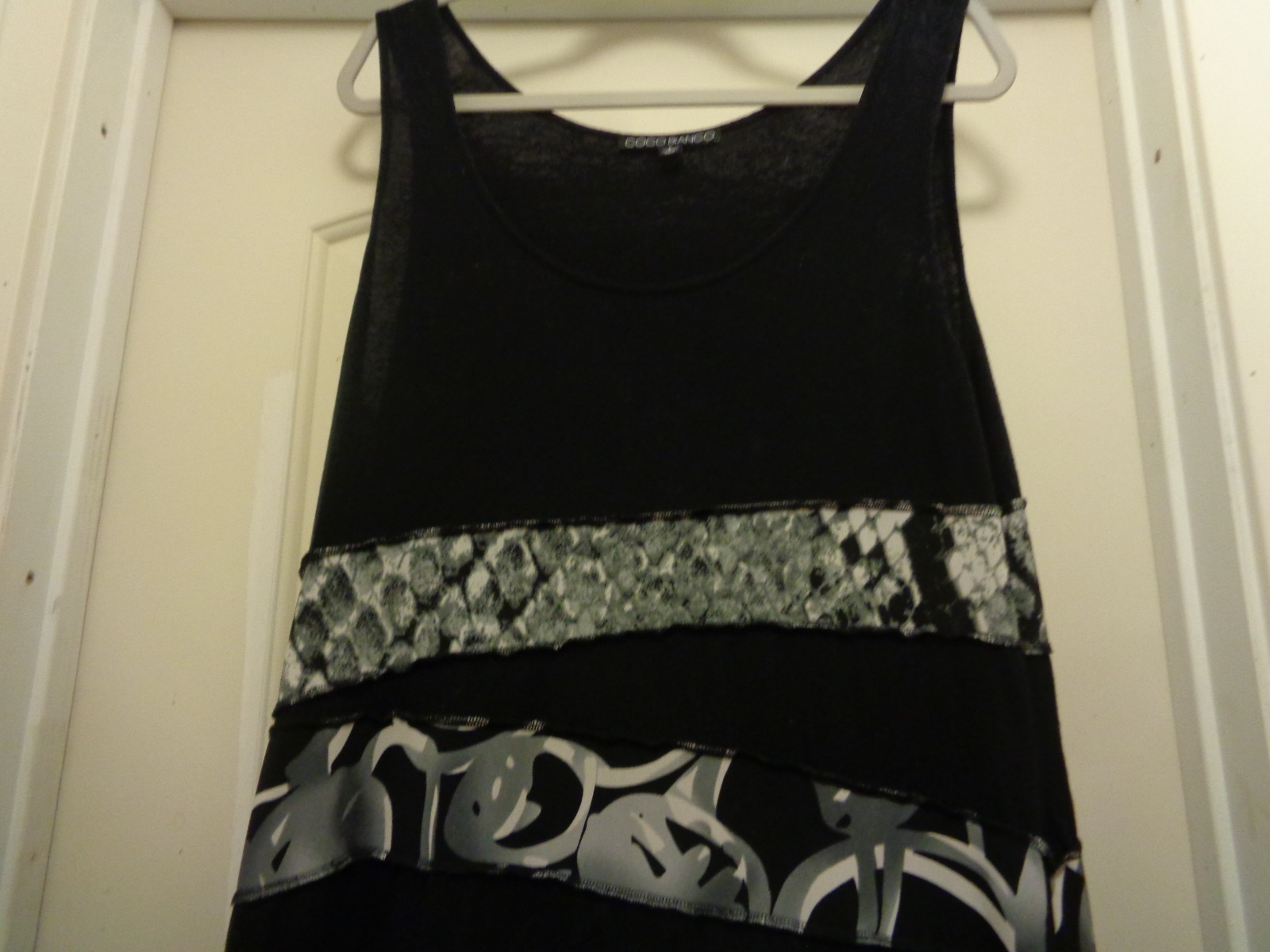COCO BLANCO KNIT TUNIC BLACK WHITE GREY FUN DRESS L