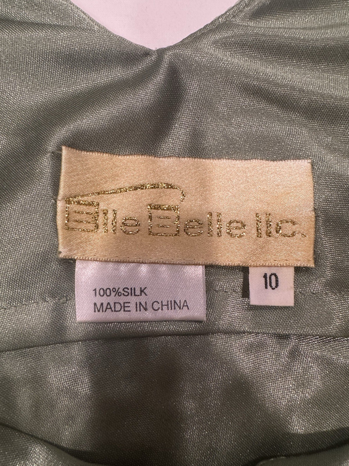 Elle Belle LLC Ombre Green Blue Silk Beaded V-Neck Long Sleeve Gown 10