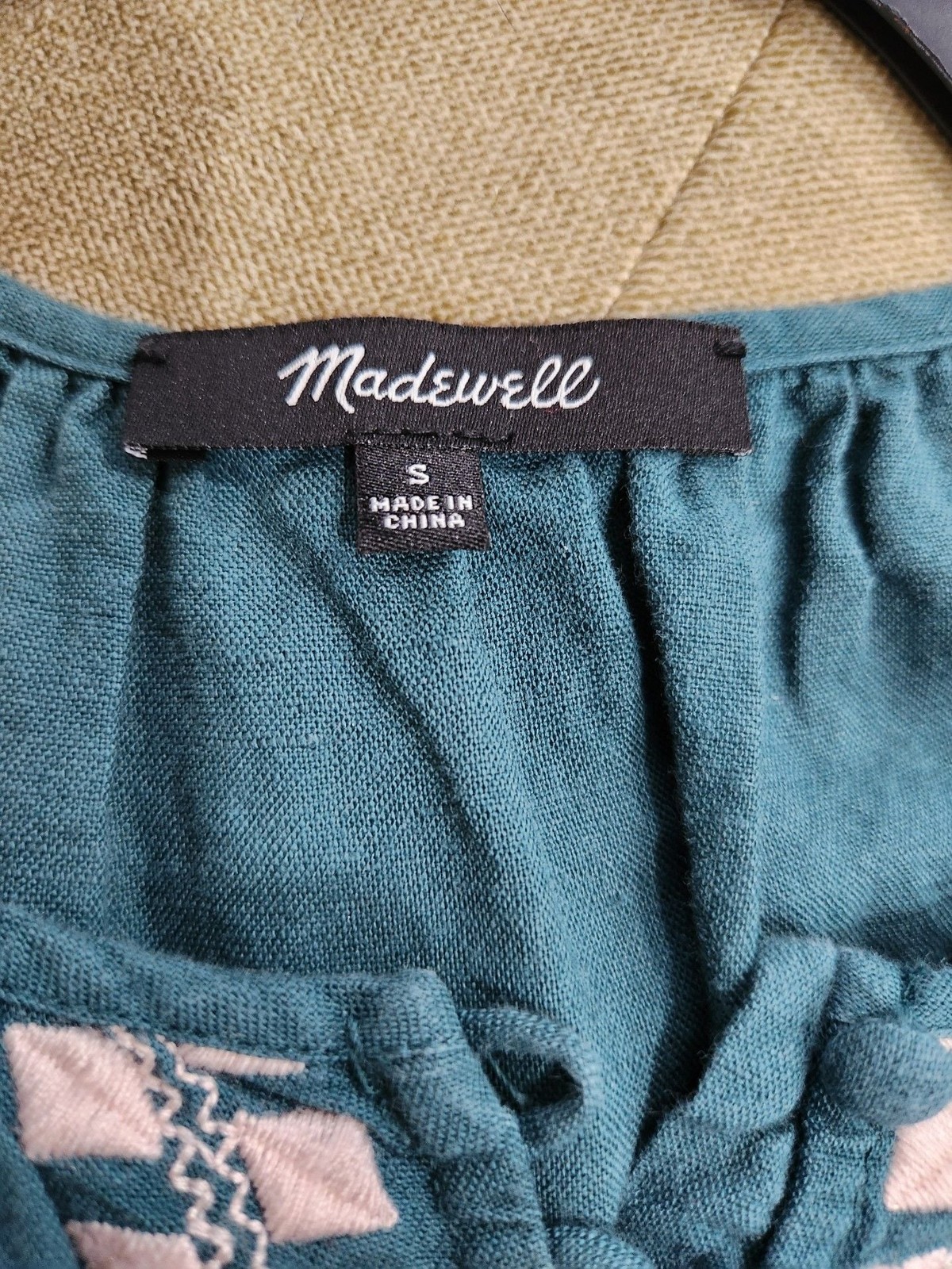Madewell Embroidered Linen-Blend Flutter-Sleeve Tiered Mini Dress
