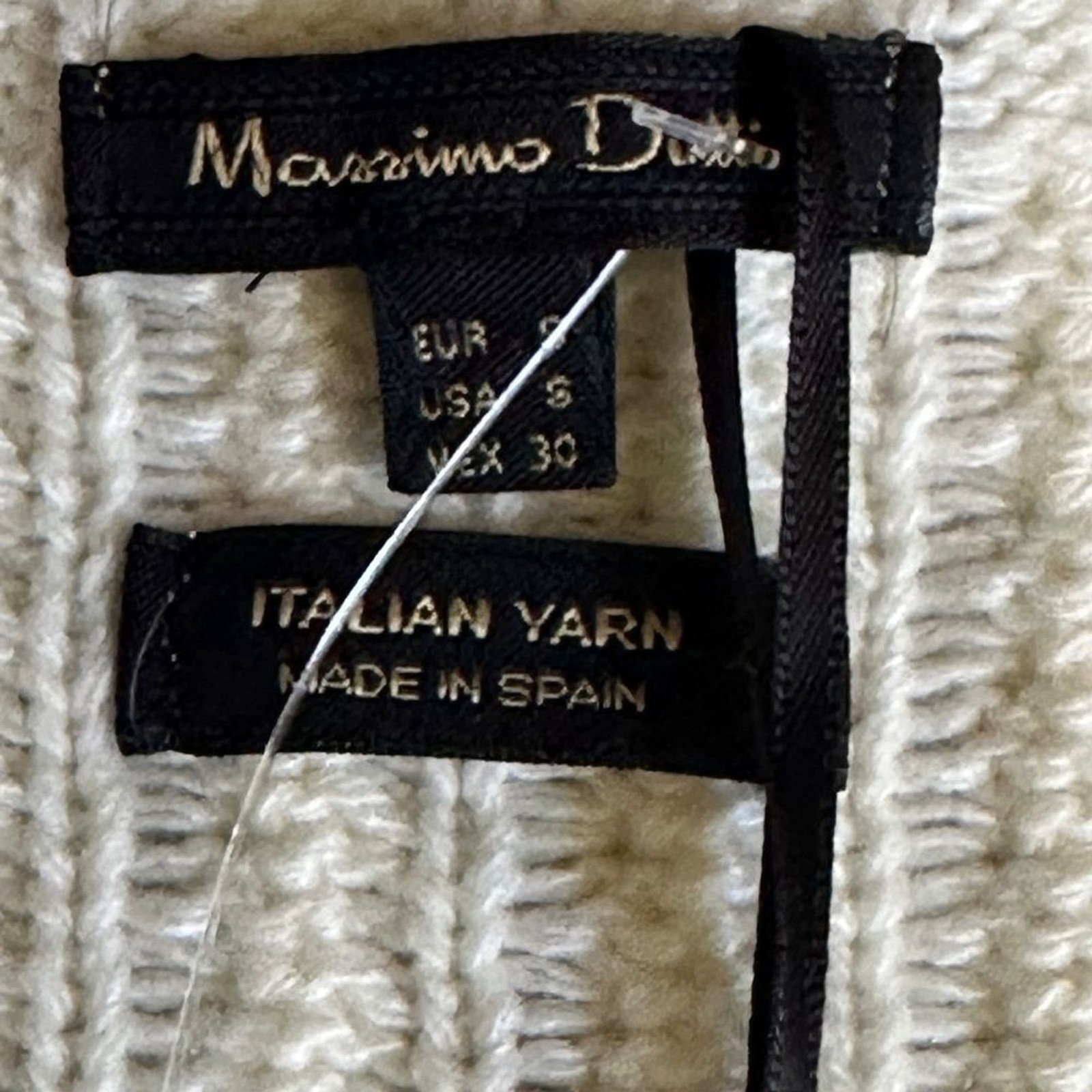 Massimo Dutti Ivory Cable Knit Sweater Dress S NWT Tie Waist Wool Cashmere Blend