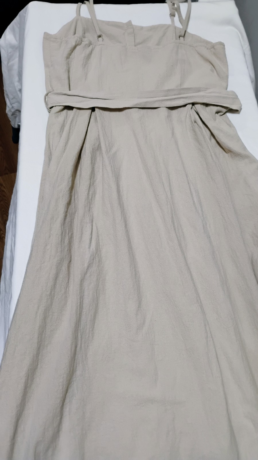 SHEIN Beige Solid Maxi Dress Button Front Belted Strappy Sleeveless Size 6