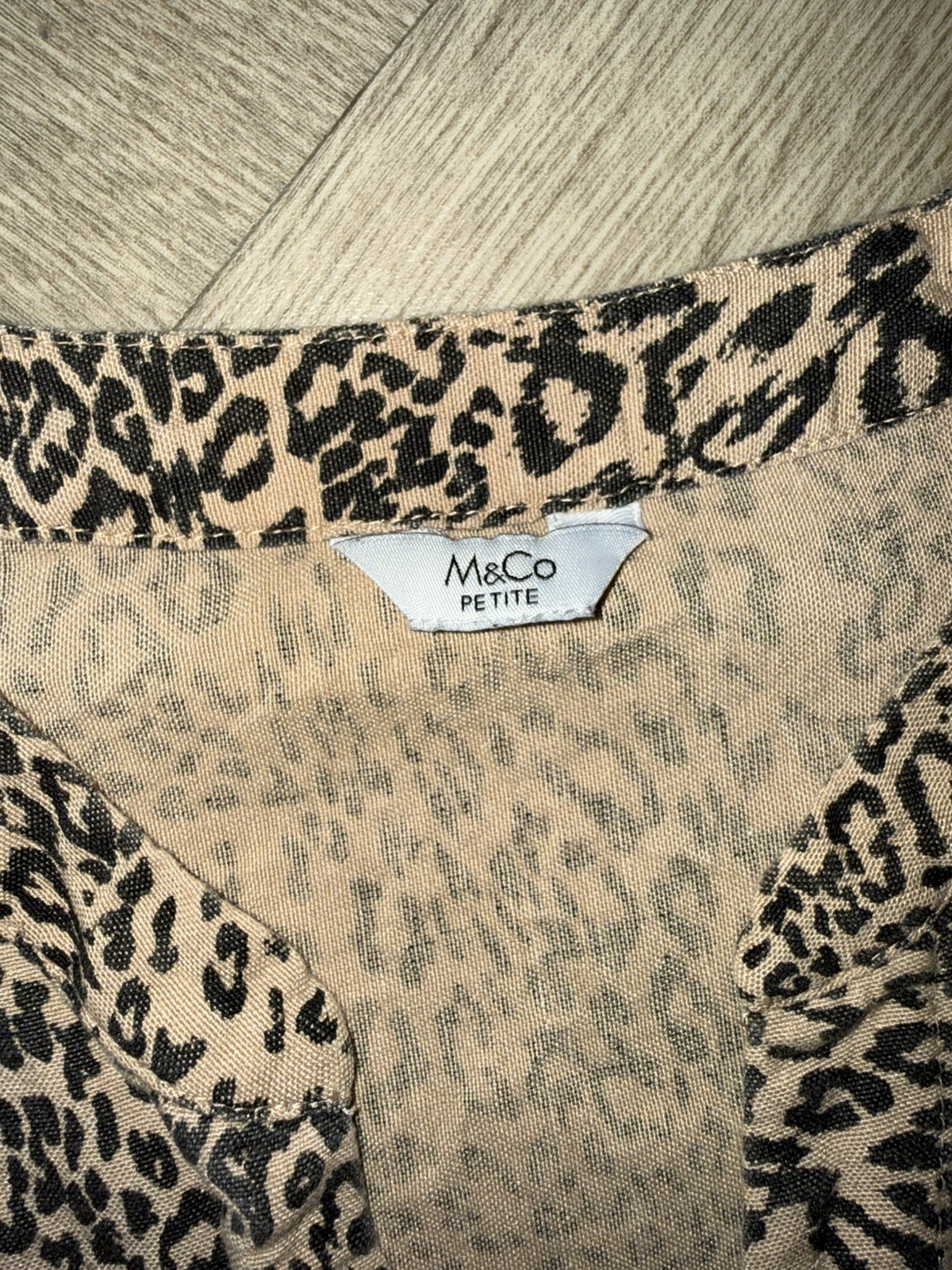 Leopard Animal Print Heavyweight Tunic Shirt Dress Size 12 Petite Tie Waist