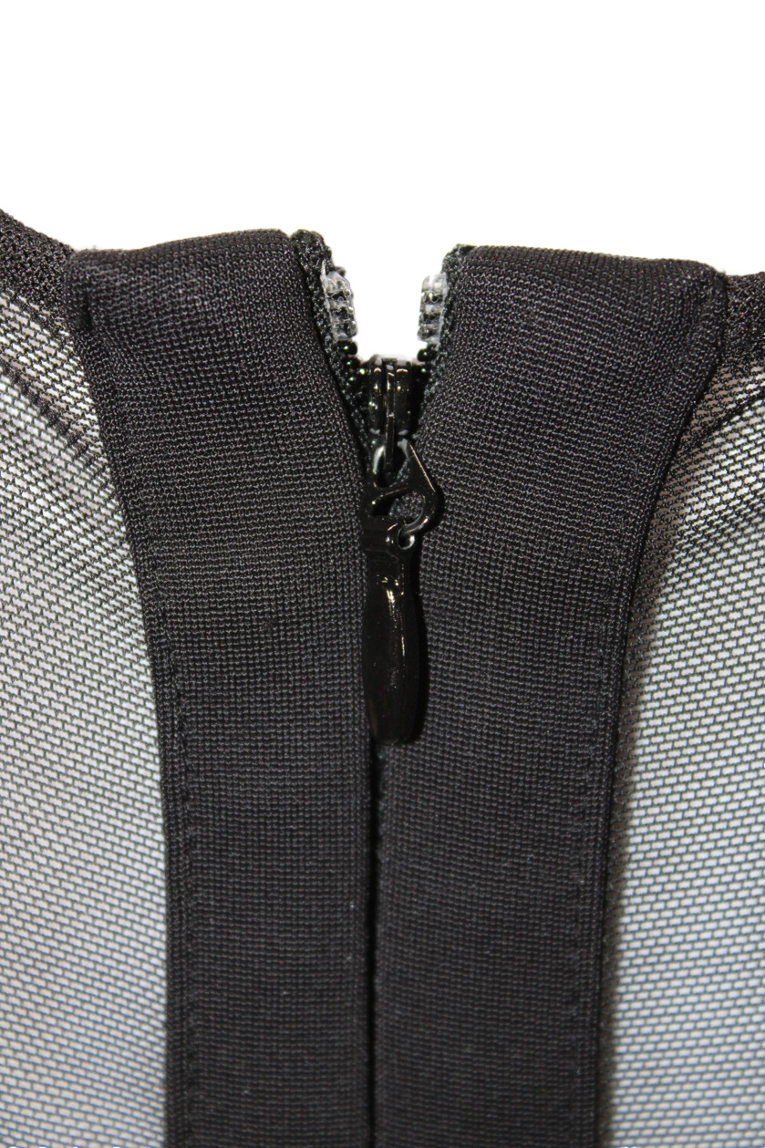 BCBGMAXAZRIA Womens Bodycon Sheath Dress Black Sleeveless Midi Size 12