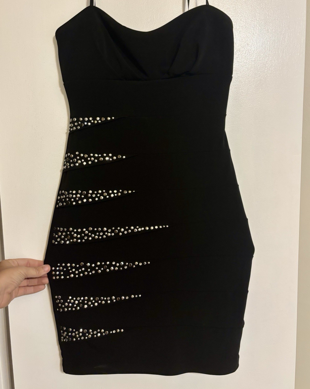 City Studio Black Rhinestone Mini Dress Bodycon