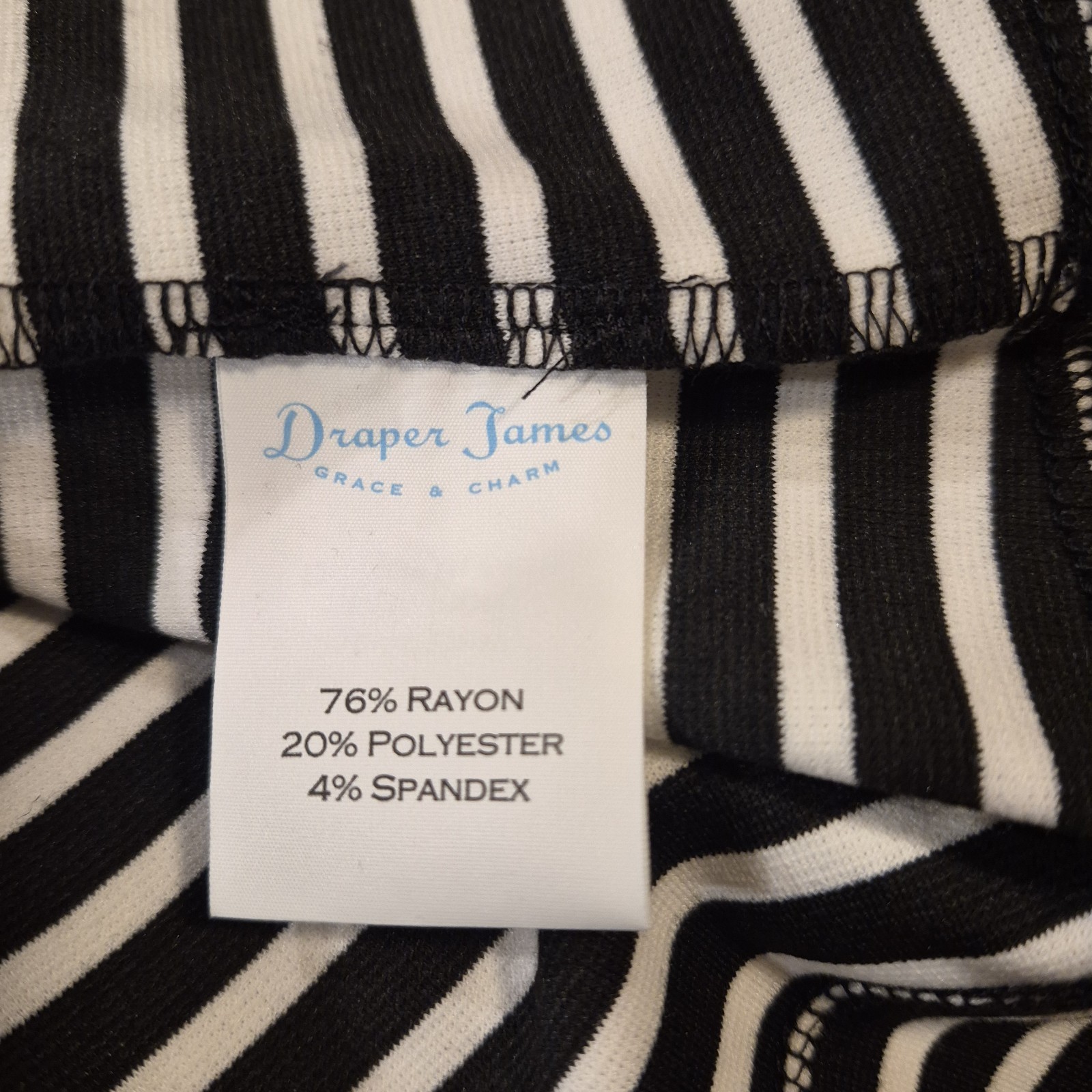 NWT Draper James Women’s Black White Striped Knit A-Line Dress XL Round Neck Zip