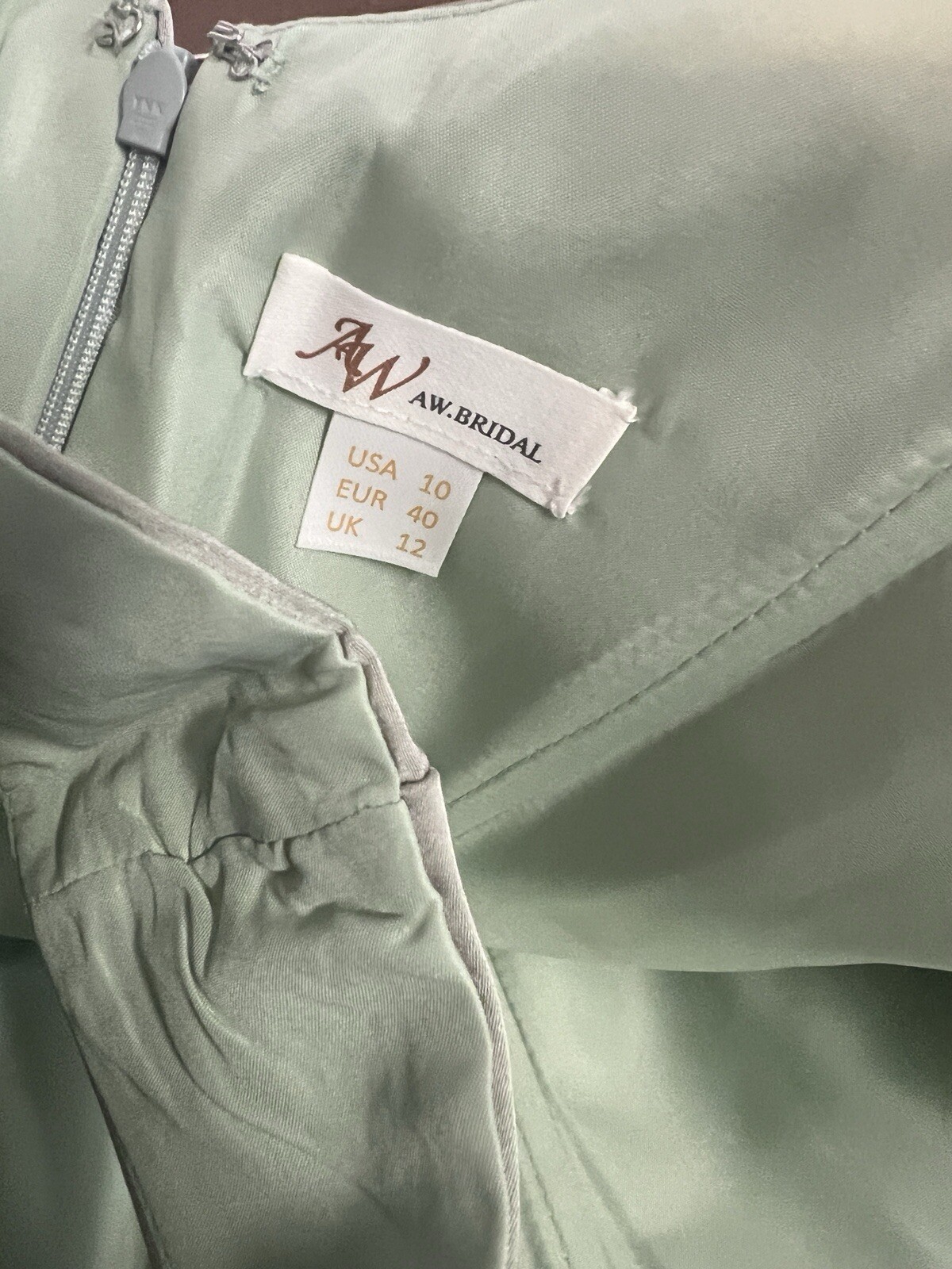 NEW! AW Bridal – Satin Charmeuse Meggie Dress Fennel Seed Green Size USA 10 $100