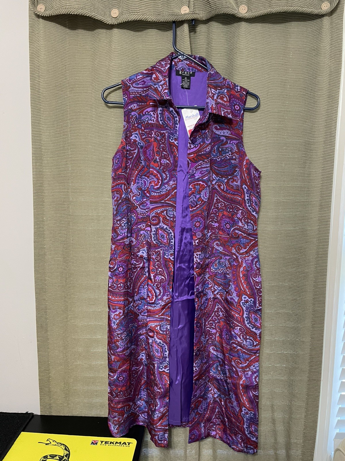 Grace Shirt Dress Women 12 Button Collared Sleeveless Silk and Acetate