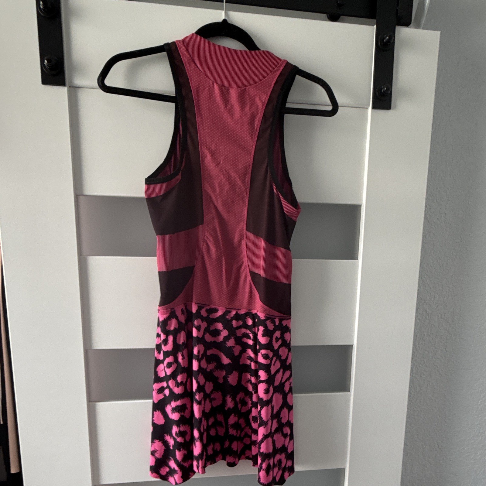 adidas by Stella McCartney Womens Mesh Tank Dress Leopard Print Pink/Black S