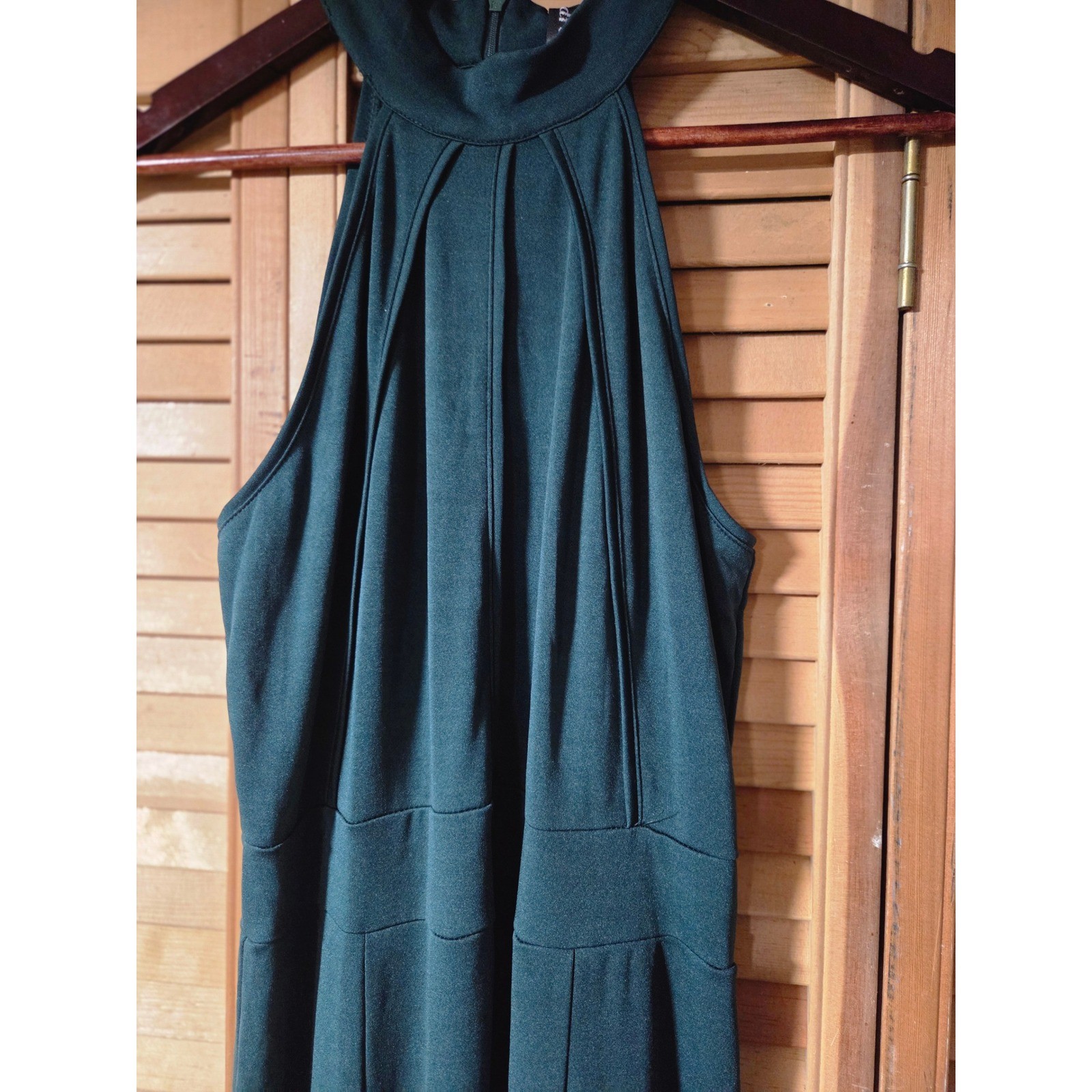 Dark Green Halter Neck Pleated Maxi Dress NWT