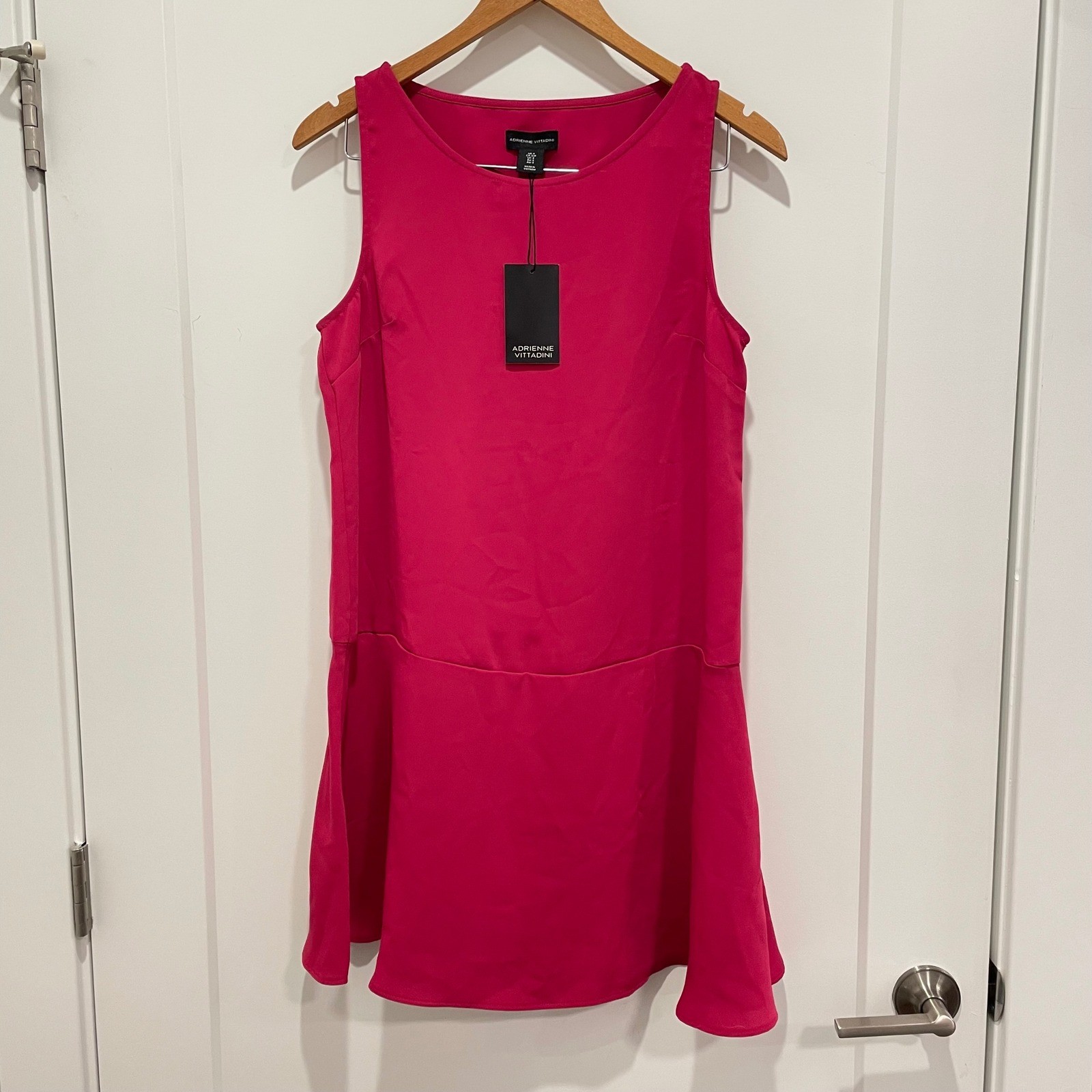 Adrienne Vittadini NWT Pink Sleeveless Cut Out Back Flounce Hem Dress Size S