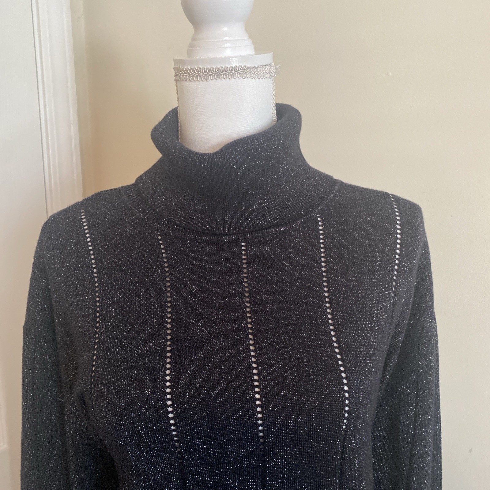 Anne Fontaine Black Metallic Sweater Dress 38inches