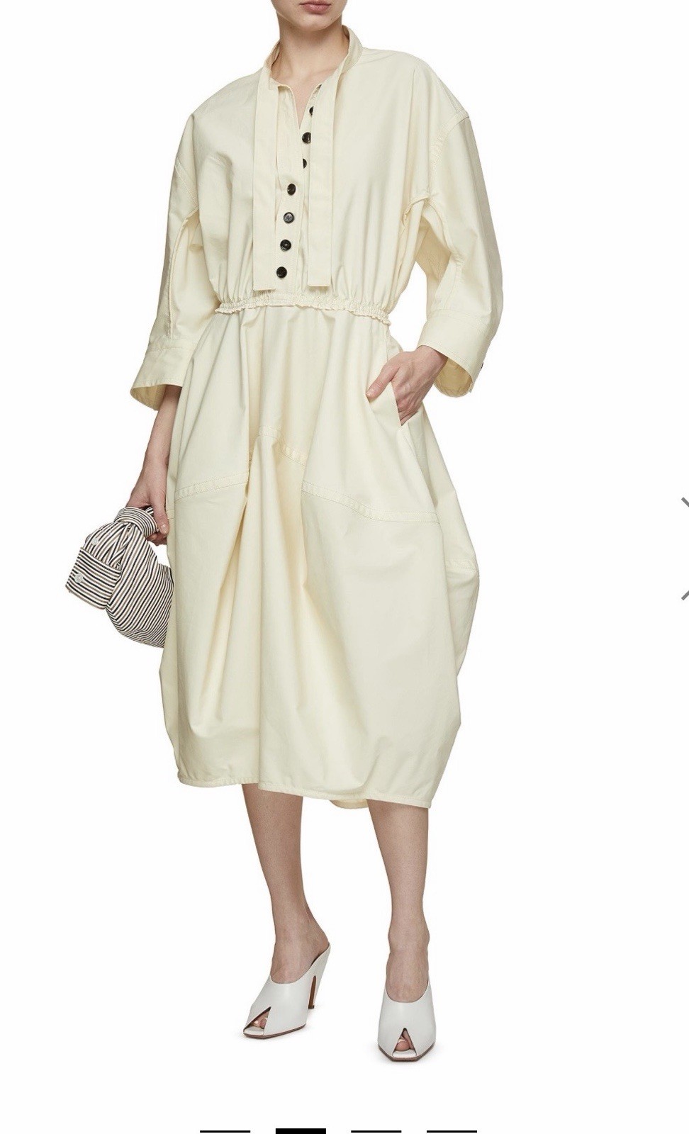 New BOTTEGA VENETA BALLOON SHAPE COTTON TWILL DRESS Size 38 $3035