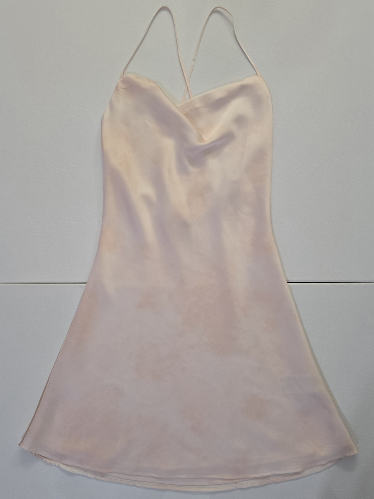 Abercrombie & Fitch Pink Satin Slip Mini Dress Cowl Neck Backless size: S