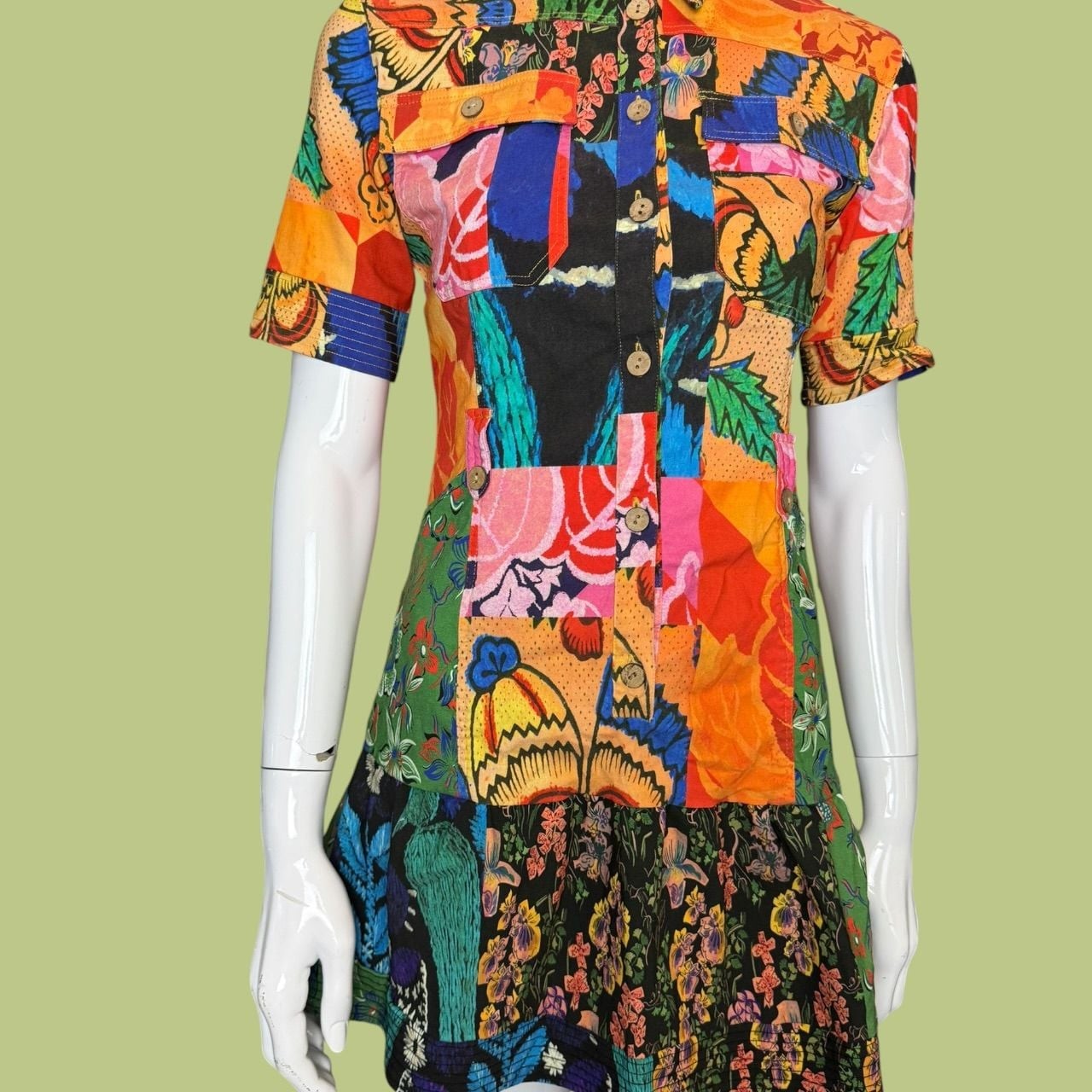 Desigual Vest Avinyon Multicolor Patchwork Shirt Dress