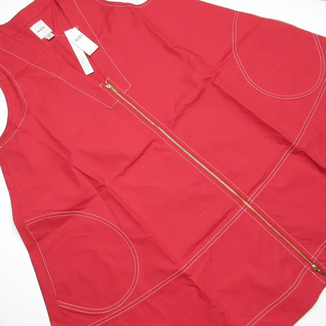 By Anthropologie Sleeveless V-Neck Swing Mod Mini Tunic Dress Jumper Red M $148