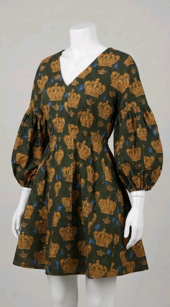 Ray Darten Dress Modern Sleeve Black Yellow Large Cotton Crown Pockets African