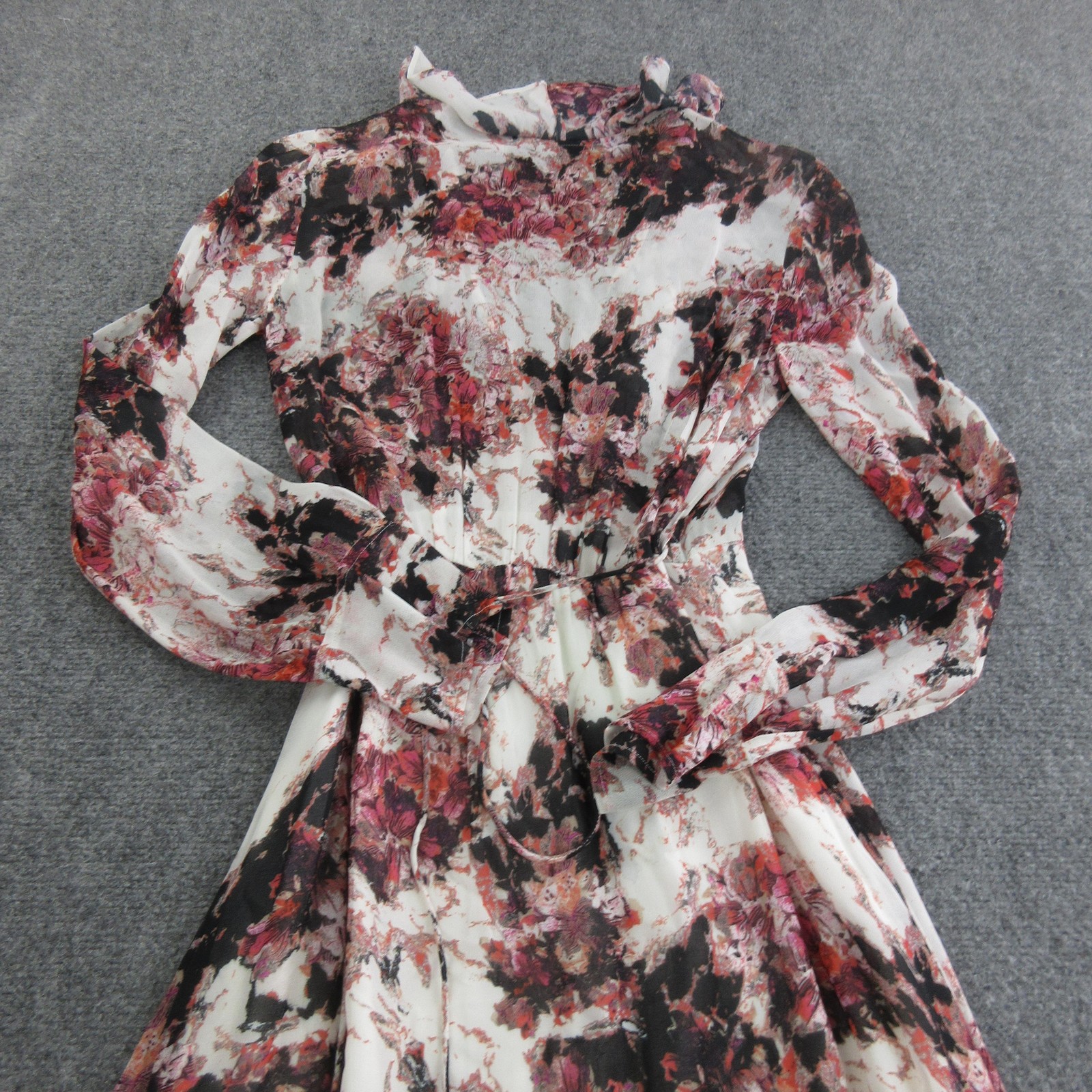IRO Dress Womens 36 Multicolor Floral Chiffon Garden Wrap Maxi Hi Low Ruffle