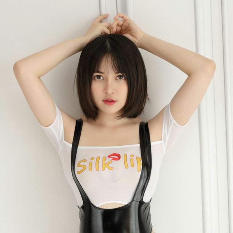 Lady Shiny Latex Leather Bodycon Dress TOP Mini Nightwear Lingerie Set Party NEW