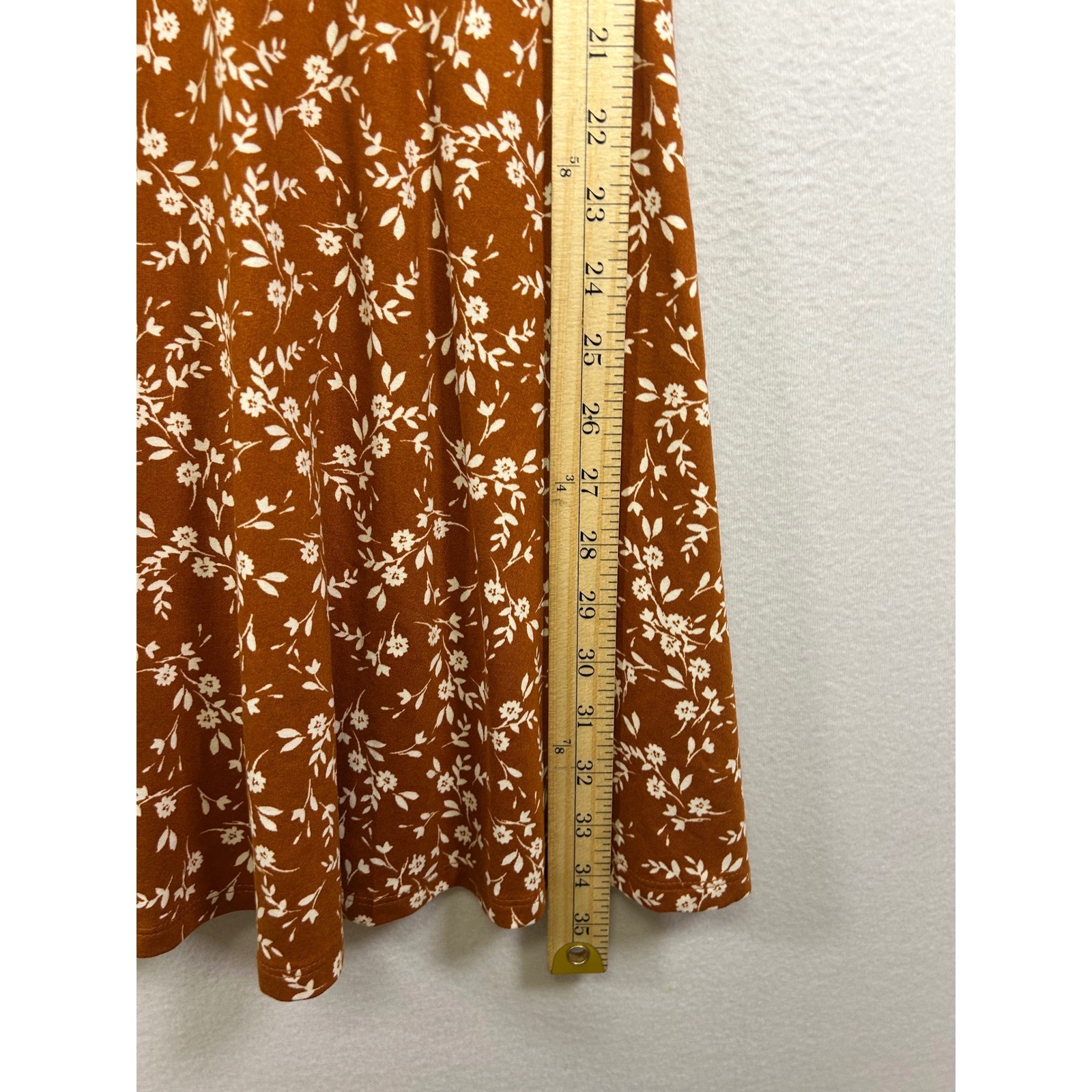 Cottagecore Nine Britton Womens Large Rust Floral Strappy Criss Cross Mini Dress