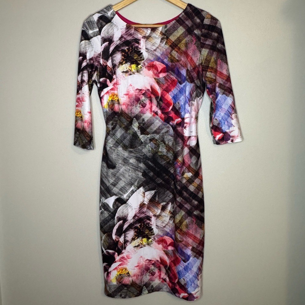 Joseph Ribkoff Floral Abstract Sheath Dress | 3/4 Sleeve | Size 6