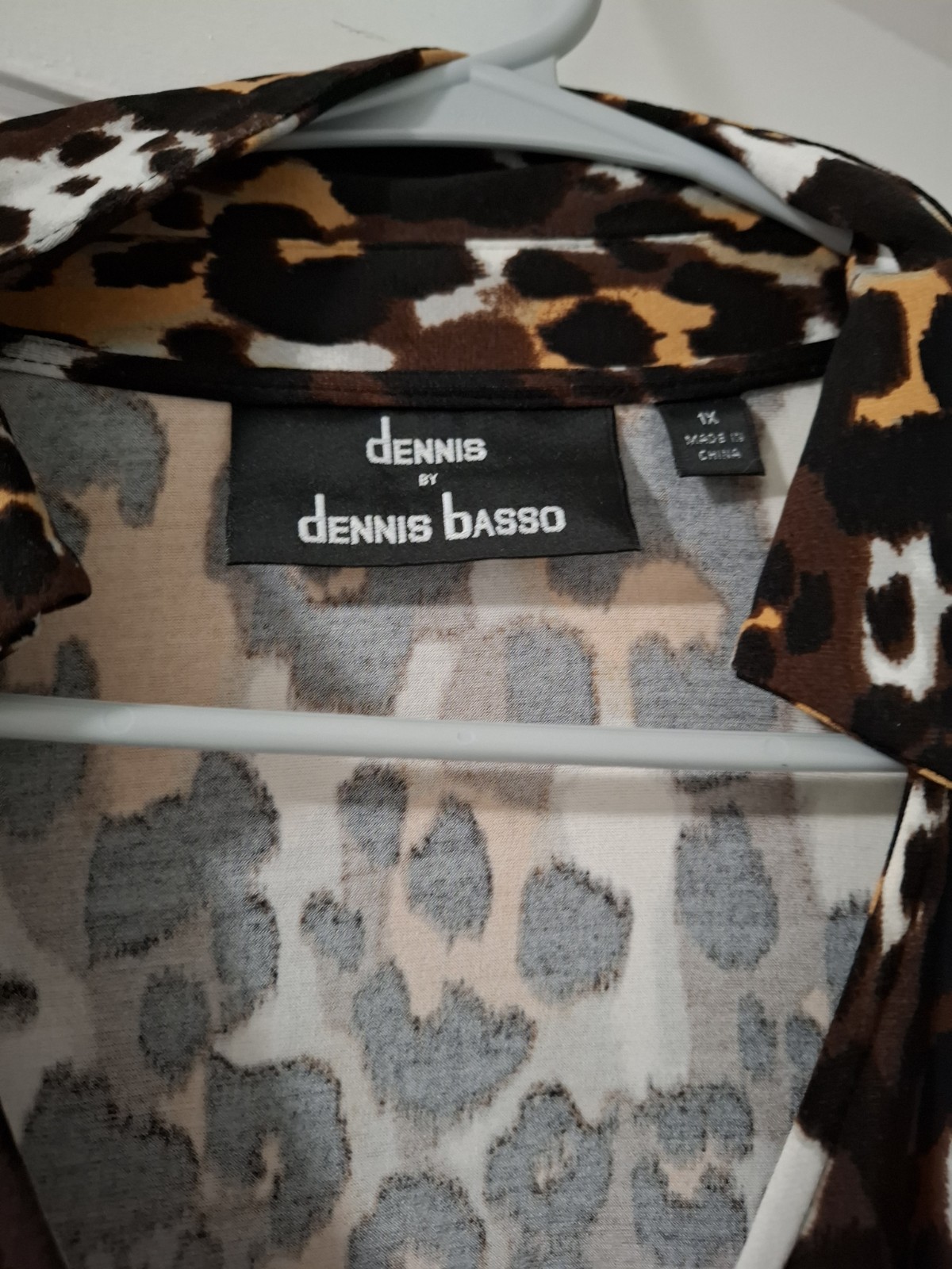 Dennis by Dennis Basso Leopard Animal Print Wrap V-Neck Midi Dress 1X