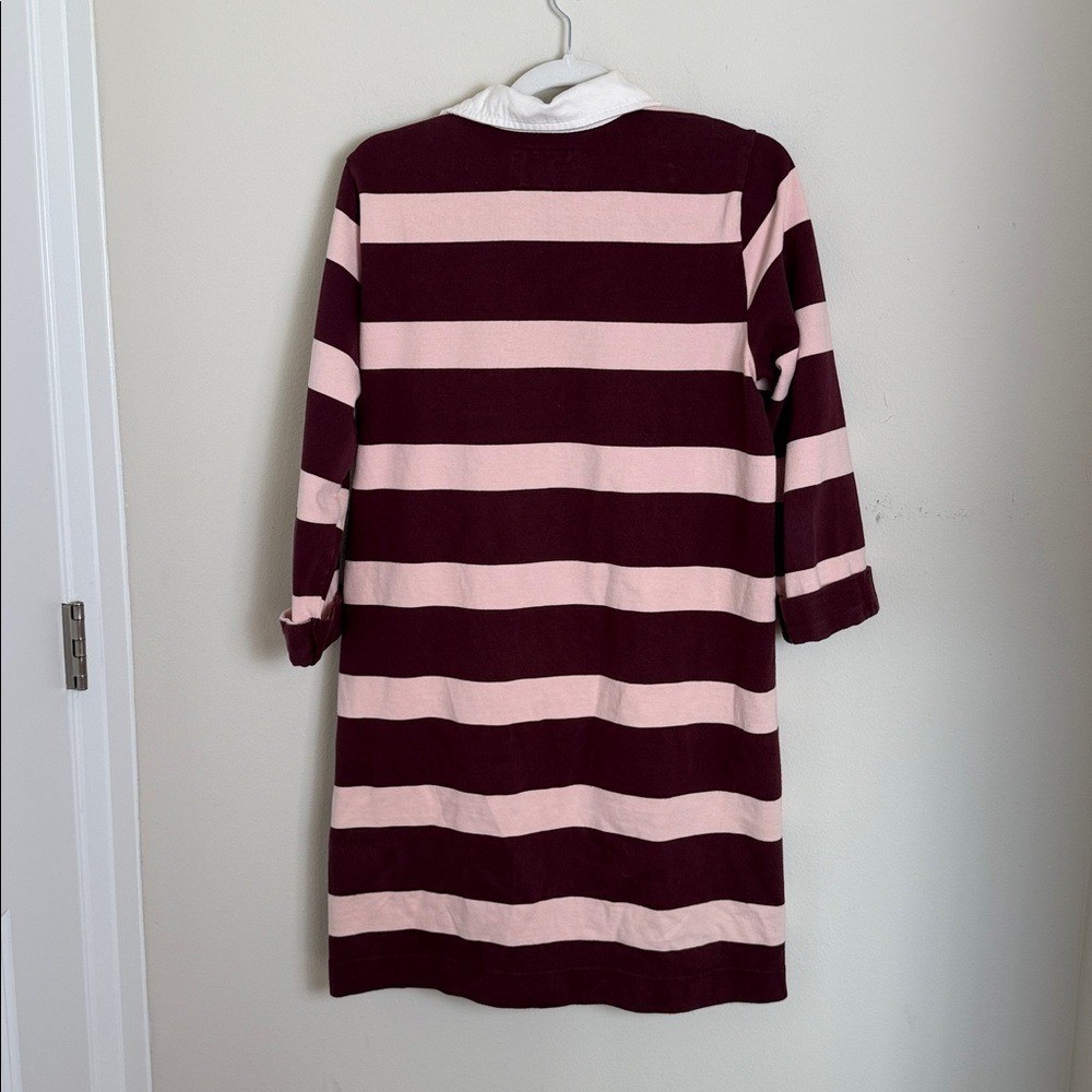 Abercrombie Rugby Cloth Striped Polo Maroon Pink Shirt Dress Size LT Academia