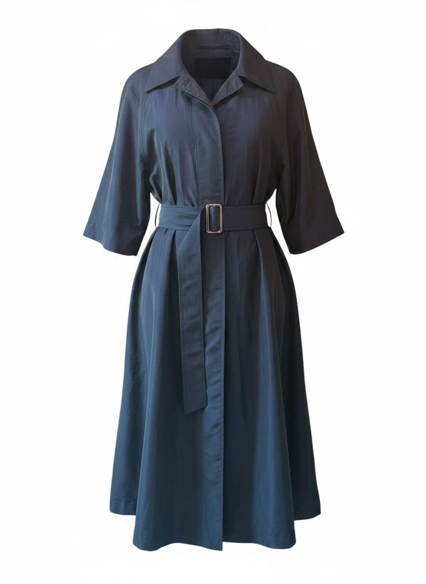Elie Tahari Silk Short Sleeve Belted Midi Dress