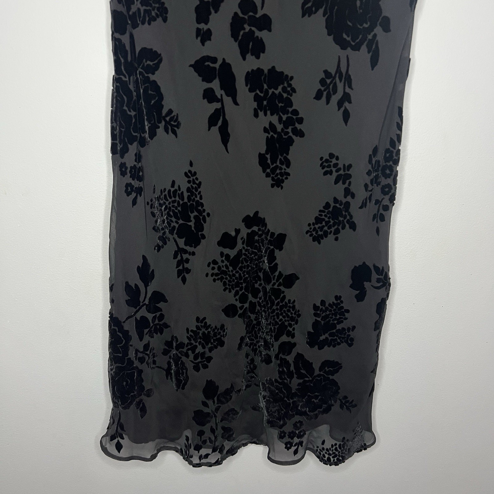 Papell Boutique Evening Dress Size 4 Velvet Silk Black Beaded Cocktail Party