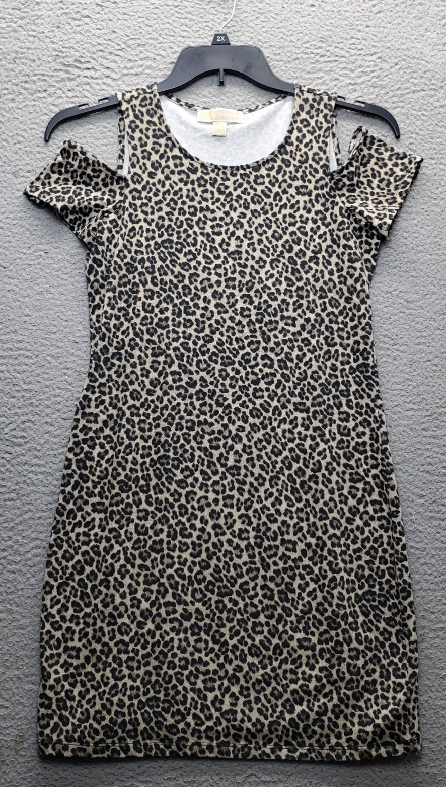 Michael Kors Tank Dress Womens Small Multi Leopard Print Cold Shoulder Sleeve
