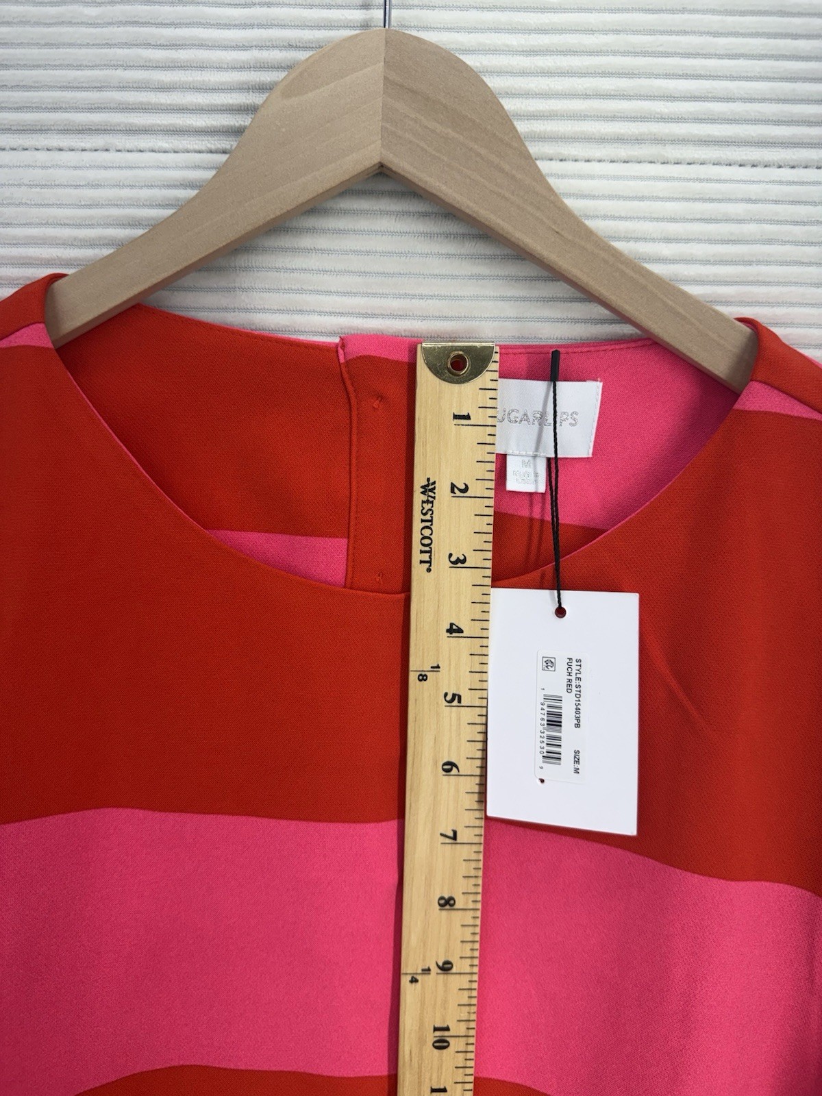 Sugarlips Lolli Stripe Lonna Shift Mini Dress Fuchsia Pink Red Size M