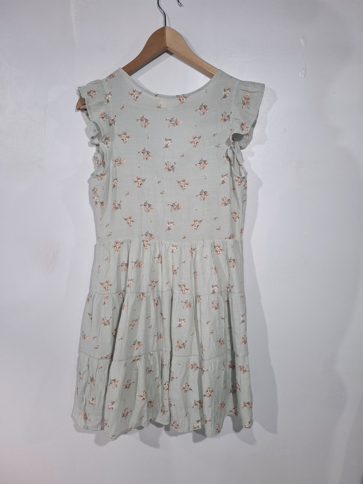 Sweet Wanderer Button Front Tiered All Over Floral A-Line Sun Dress Boho Size M
