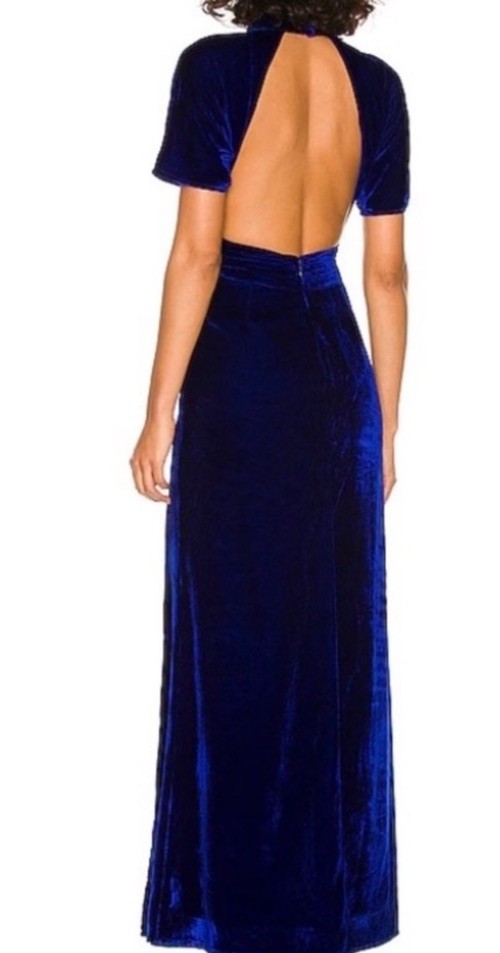 Lovers and Friends Navarin Velvet Blue Maxi Dress Size S
