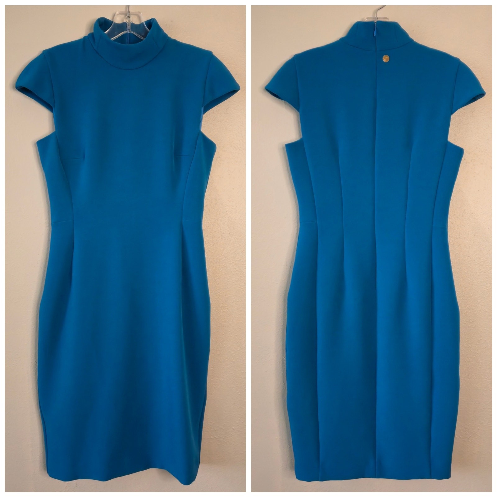 Fitted Flattering Versace Collection Crepe Sheath Dress Medusa Coin 44 Elegant