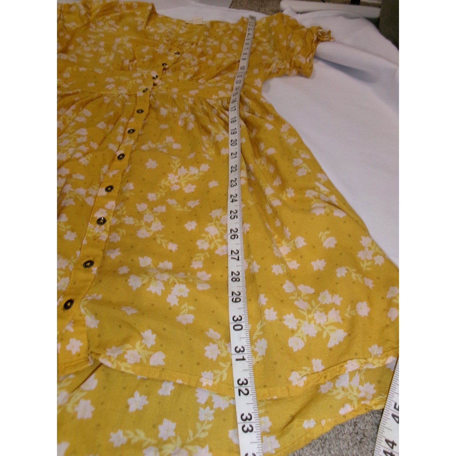 Billabong Twirl Twist Yellow Floral Button Front Mini Dress Women’s M
