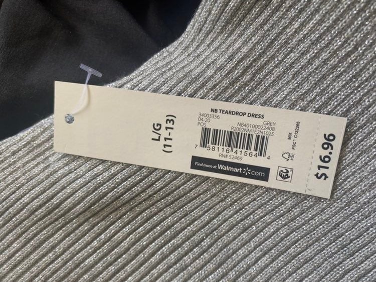 No Bounderies Teardrop Dress – Heather Grey Silver Size L & S